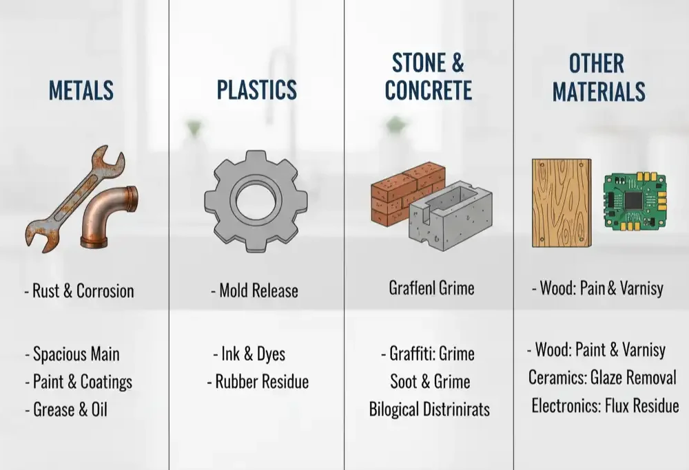 What materials can laser cleaning machines clean