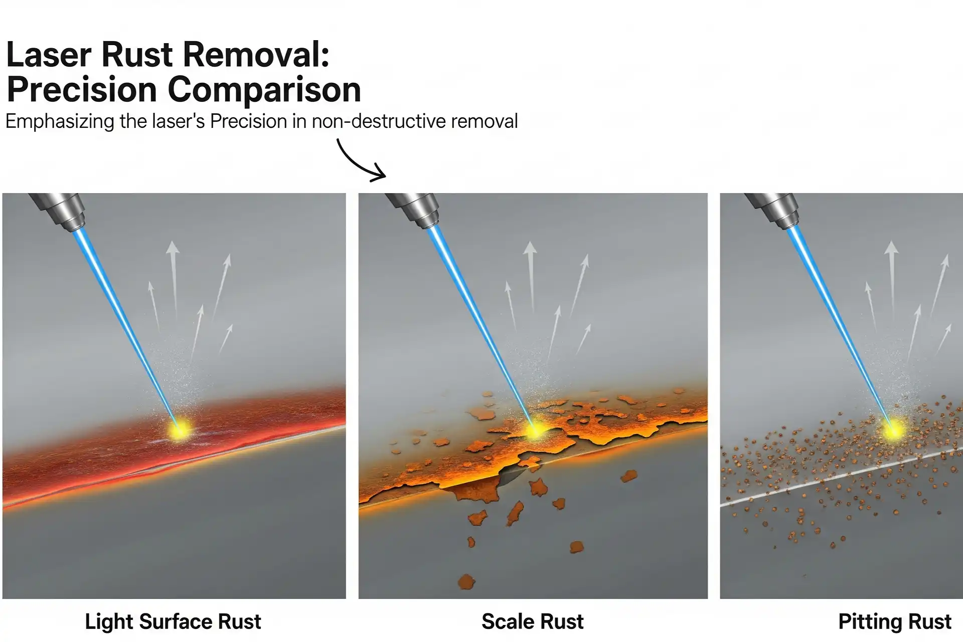What types of rust can be removed by laser cleaning