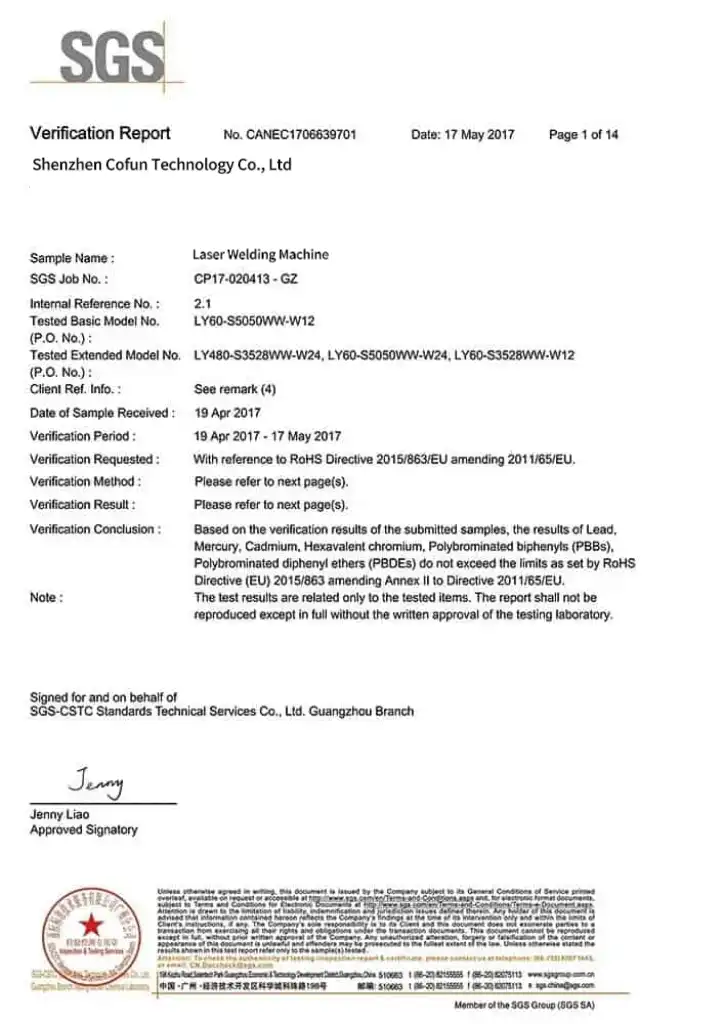 RoHS 700W Laser Welding Machine