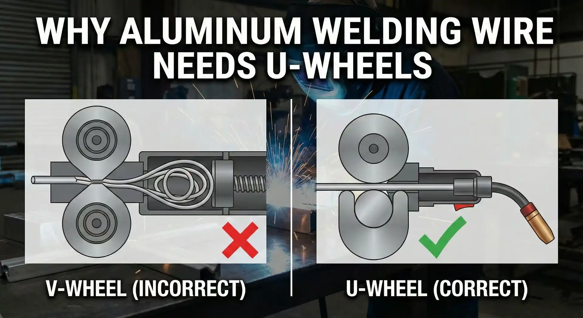 Why do aluminum welding wires have to use U-wheels