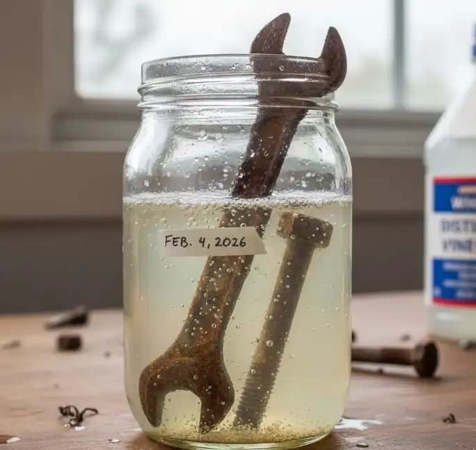 White Vinegar Soak to Remove Rust from Metal