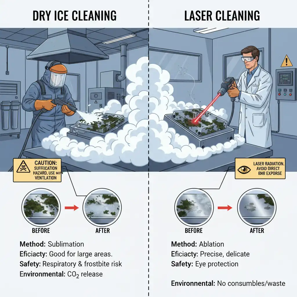 Dry Ice Cleaning vs Laser Cleaning for Mold Maintenance