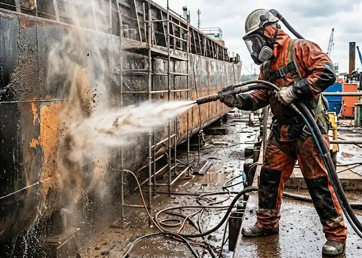 Wet abrasive blasting