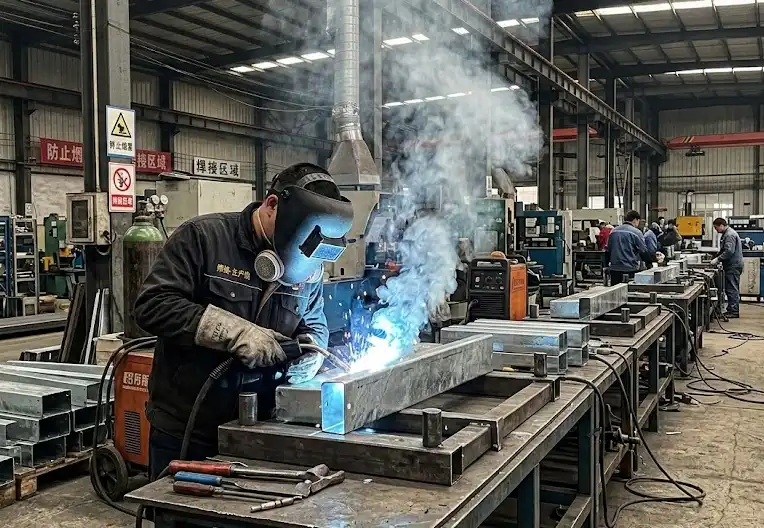 Welding galvanized steel in the workshop production line