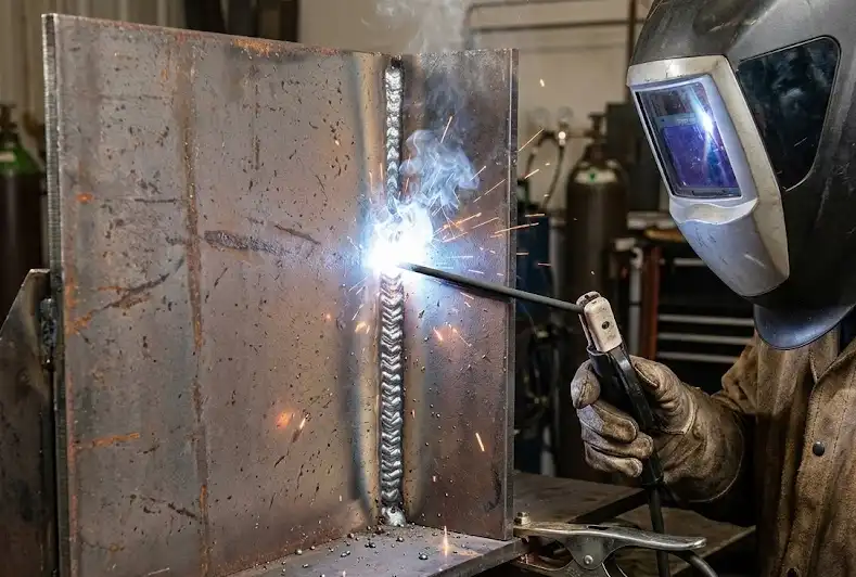 Vertical‑up on 14–38 in plate with E7018